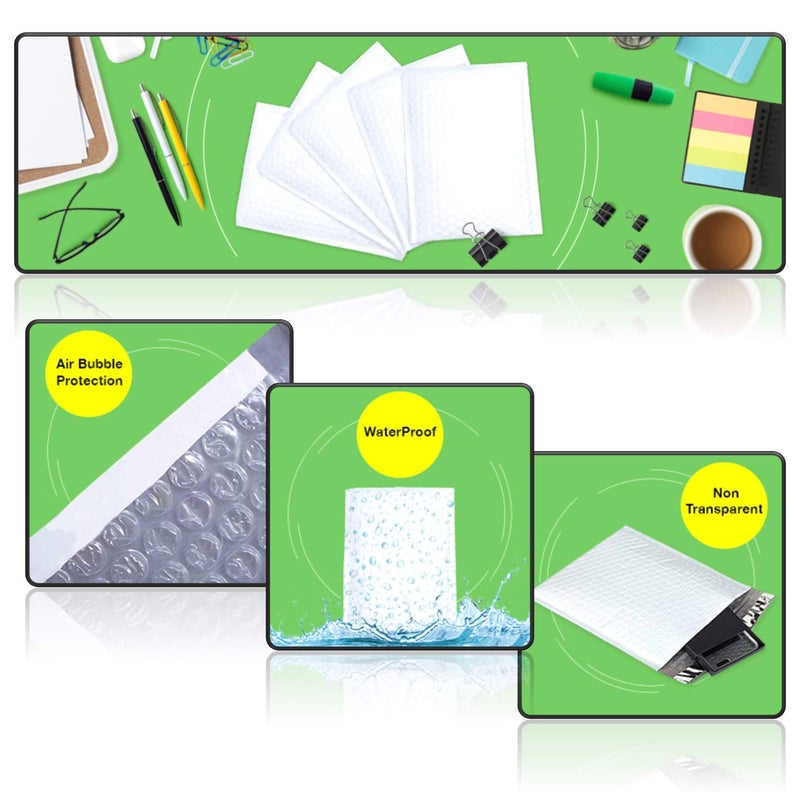 SALES4LESS - Poly Bubble Mailers, Waterproof & Cushioned Padded Envelopes for Shipping, 4 x 8 in (50 Pack, White) - Image 5